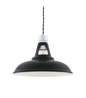 Vienna Industrial Dome Pendant Chrome Matt Black