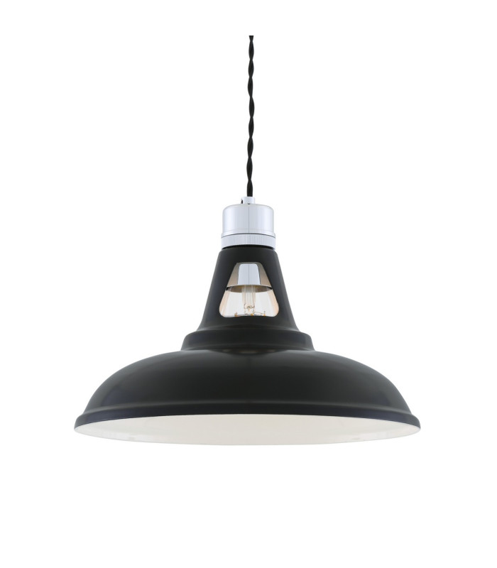 Vienna Industrial Dome Pendant Chrome Matt Black