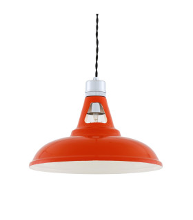 Vienna Industrial Dome Pendant Chrome Orange