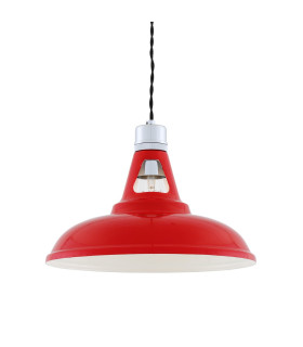 Vienna Industrial Dome Pendant Chrome Red