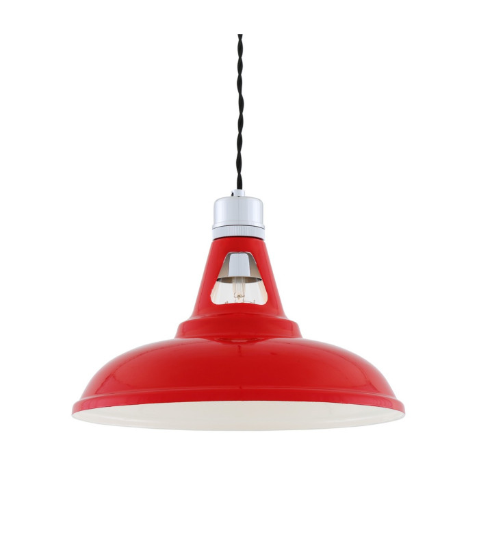 Vienna Industrial Dome Pendant Chrome Red