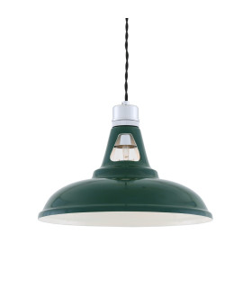 Vienna Industrial Dome Pendant Chrome Racing Green