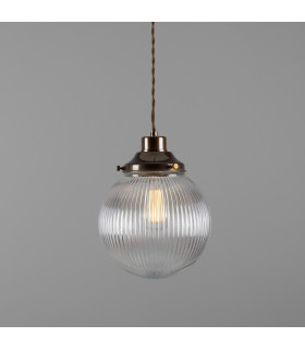 Stanley 20cm Holophane Globe Pendant Antique Brass-1