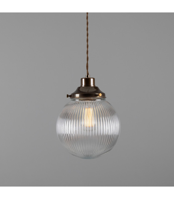 Stanley 20cm Holophane Globe Pendant Antique Brass-1
