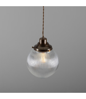 Stanley 20cm Holophane Globe Pendant Antique Brass-2