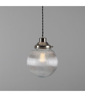 Stanley 20cm Holophane Globe Pendant Antique Silver-1