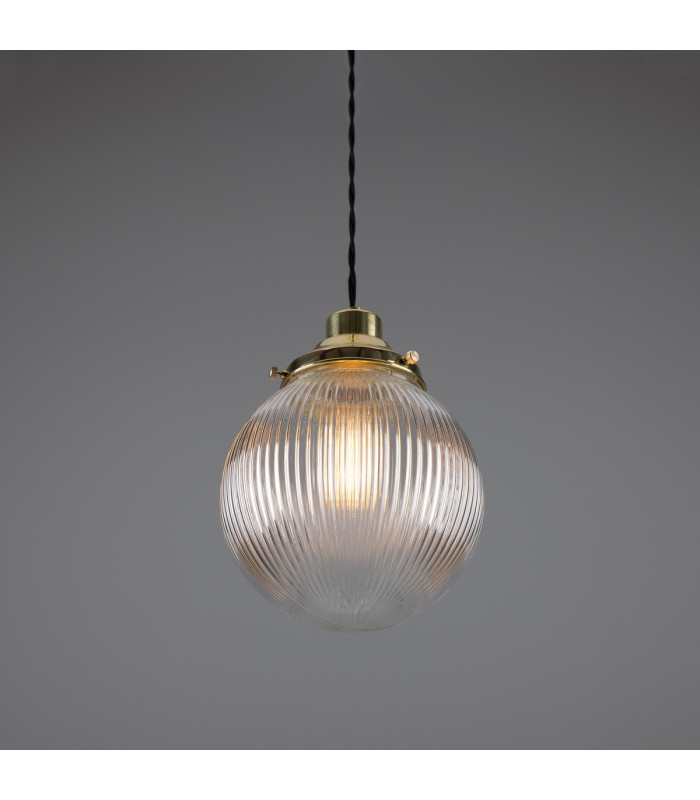 Stanley 20cm Holophane Globe Pendant Polished Brass-2