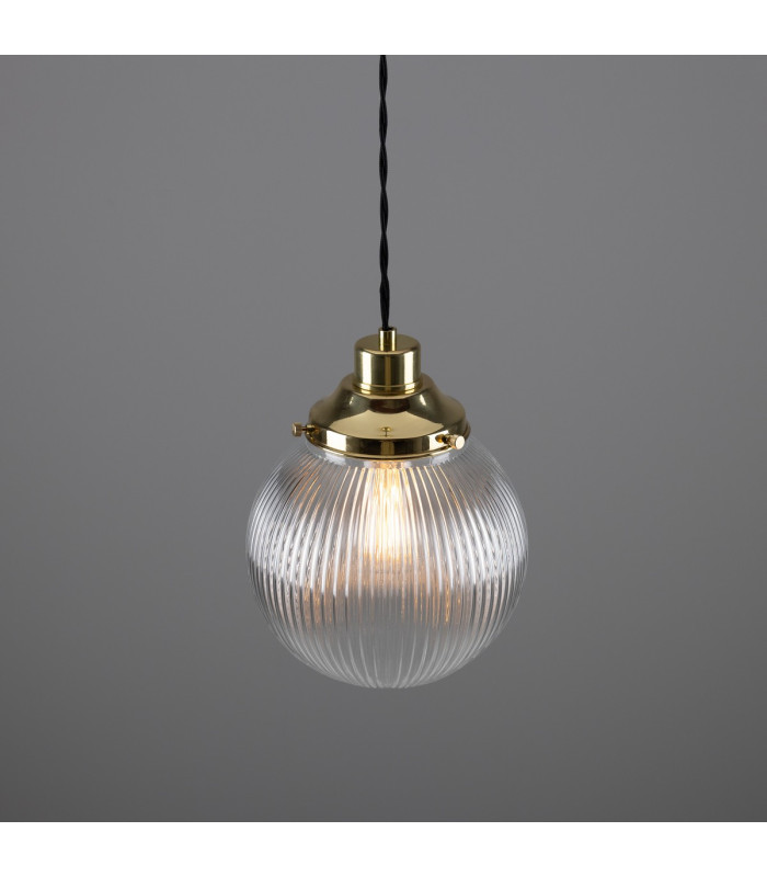 Stanley 20cm Holophane Globe Pendant Polished Brass-3