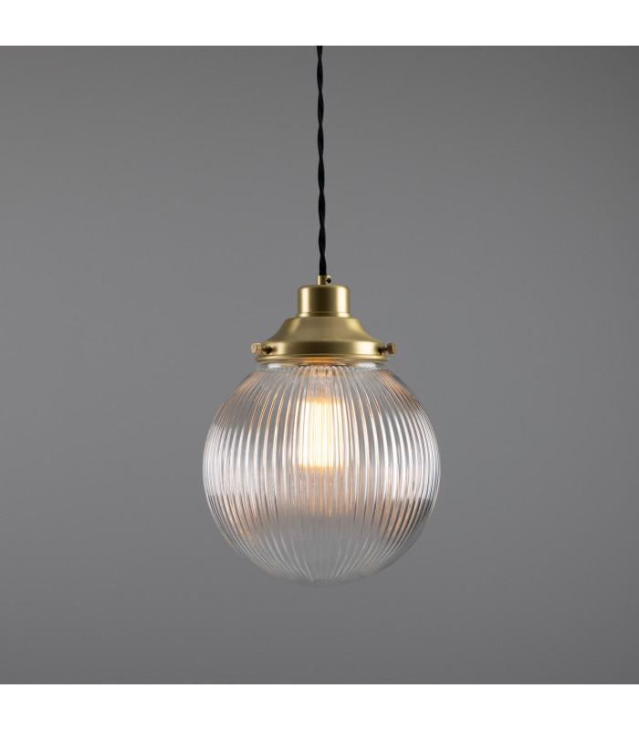 Stanley 20cm Holophane Globe Pendant Satin Brass-1