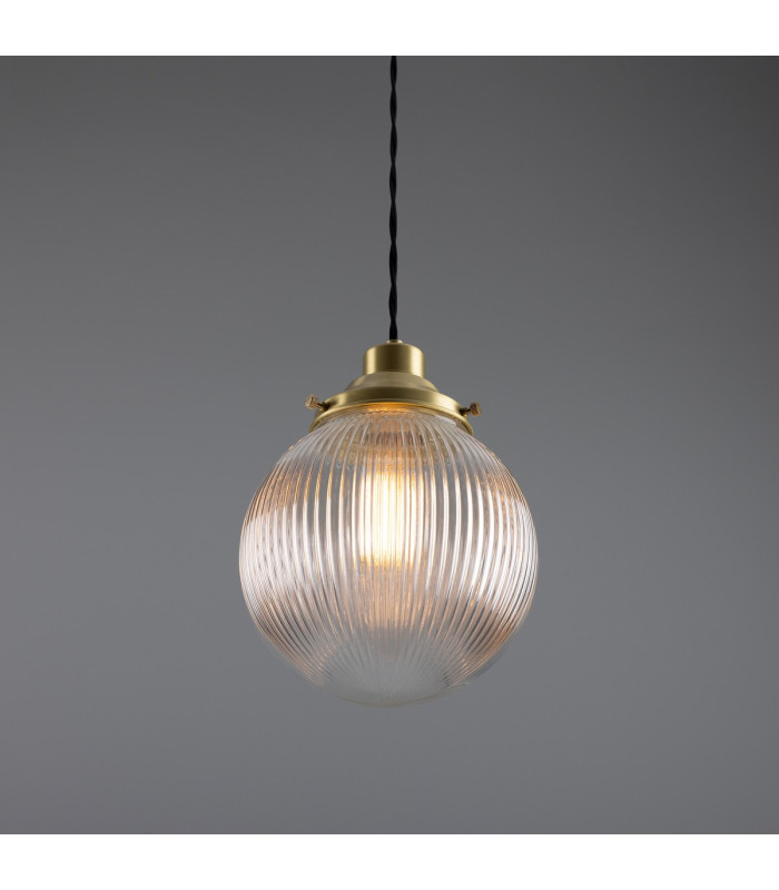 Stanley 20cm Holophane Globe Pendant Satin Brass-2
