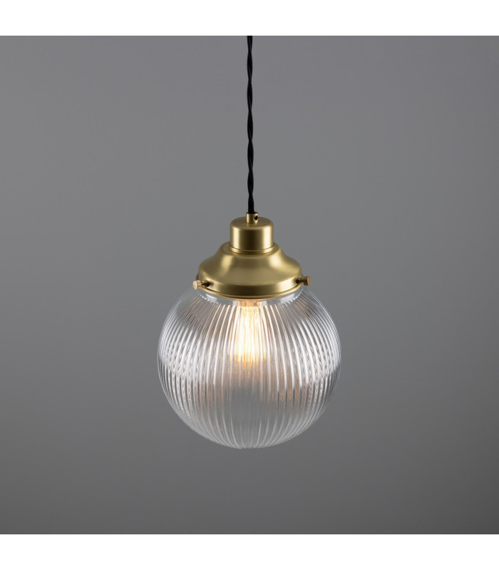Stanley 20cm Holophane Globe Pendant Satin Brass-3