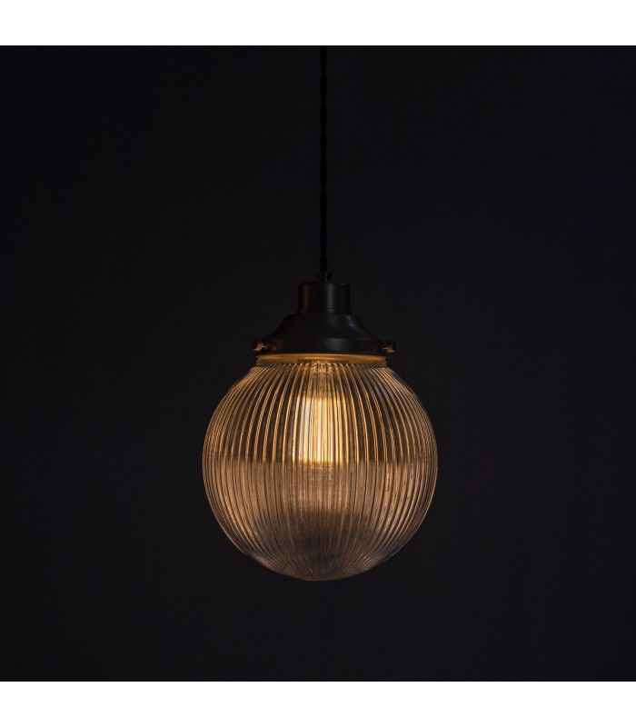 Stanley 20cm Holophane Globe Pendant Satin Brass-4