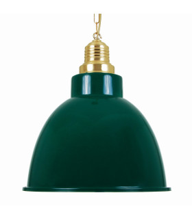 Rezador Large Dome Pendant Polished Brass Racing Green Shade