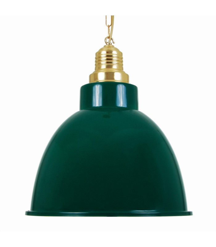 Rezador Large Dome Pendant Polished Brass Racing Green Shade