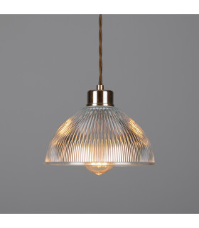 Boston Industrial Holophane Dome Pendant Antique Brass-1