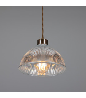 Boston Industrial Holophane Dome Pendant Antique Brass-2