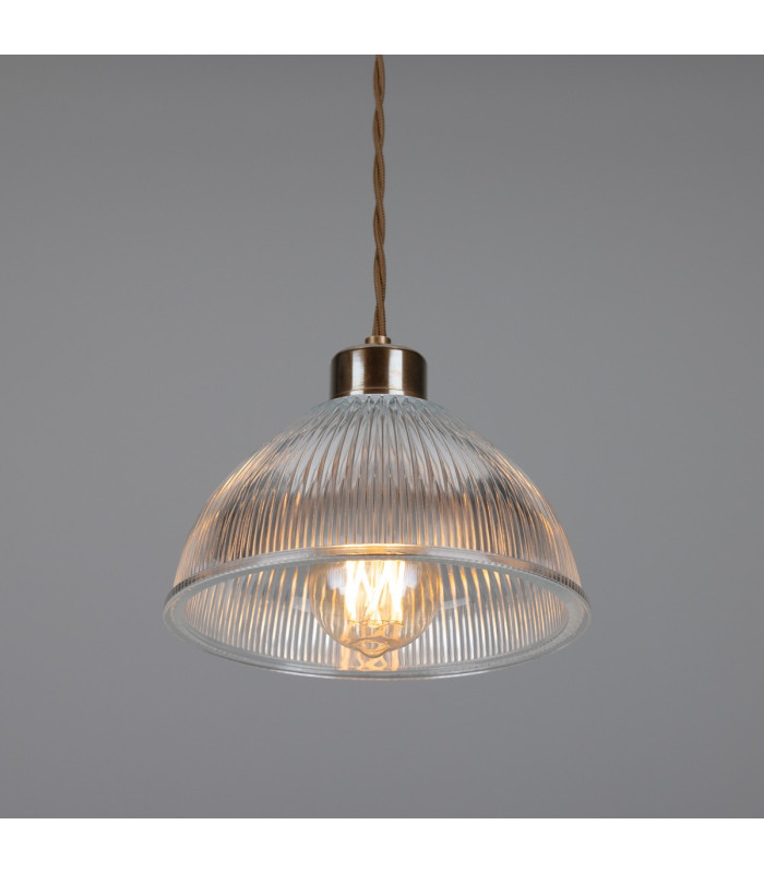 Boston Industrial Holophane Dome Pendant Antique Brass-2