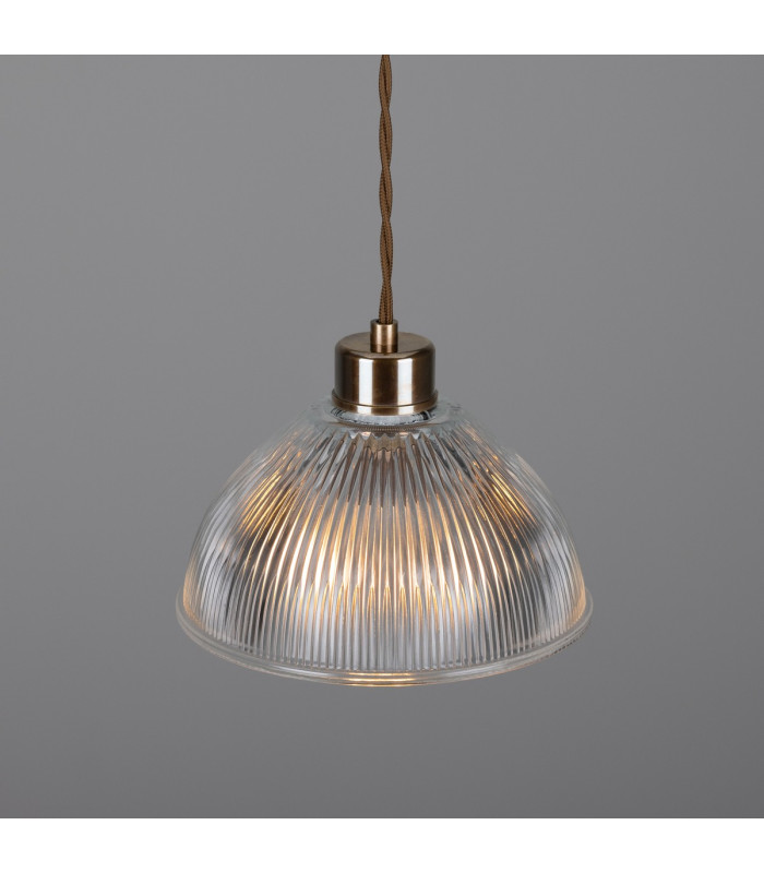 Boston Industrial Holophane Dome Pendant Antique Brass-3