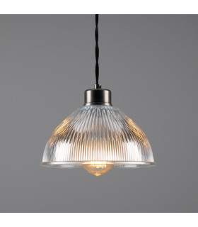 Boston Industrial Holophane Dome Pendant Antique Silver-1