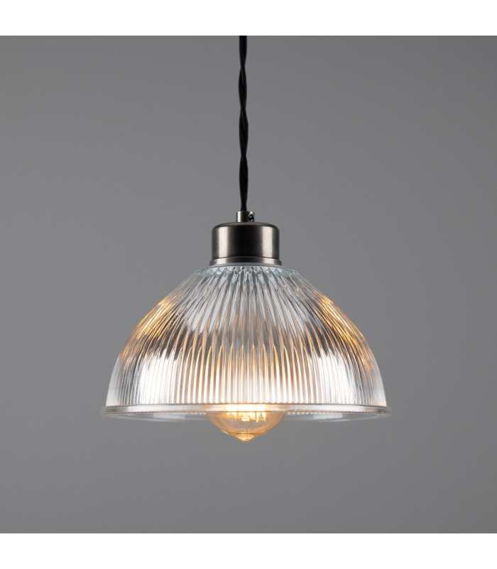 Boston Industrial Holophane Dome Pendant Antique Silver-1