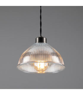 Boston Industrial Holophane Dome Pendant Antique Silver-2