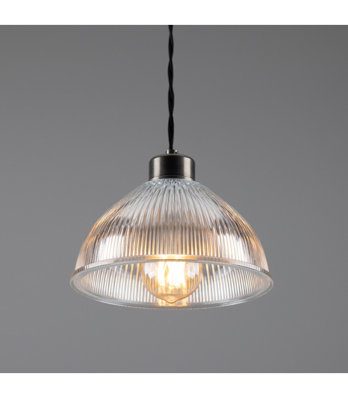 Boston Industrial Holophane Dome Pendant Antique Silver-2