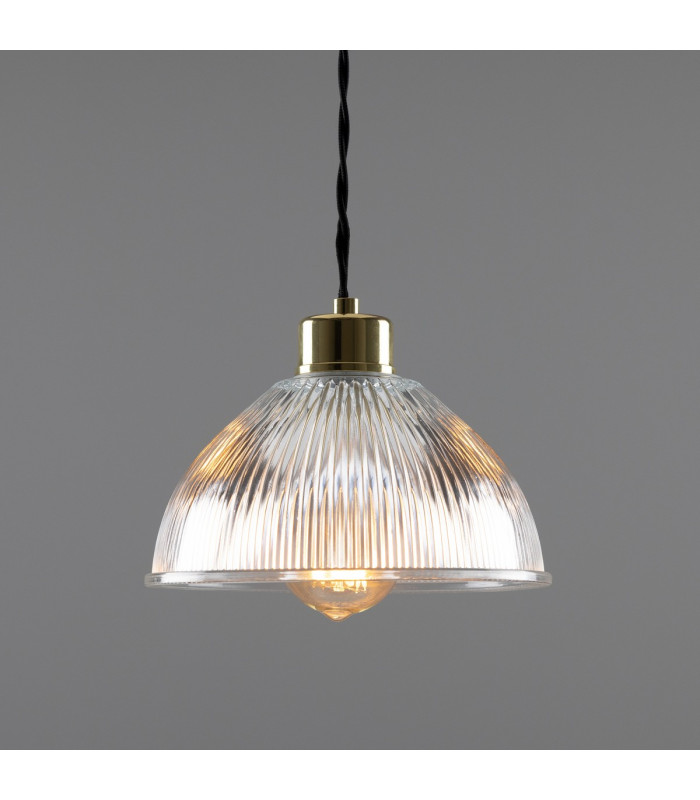 Boston Industrial Holophane Dome Pendant Polished Brass-1