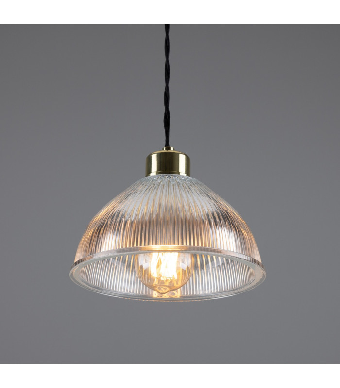 Boston Industrial Holophane Dome Pendant Polished Brass-3