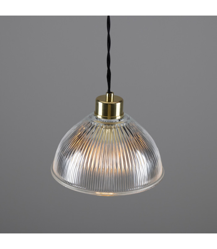 Boston Industrial Holophane Dome Pendant Polished Brass-4