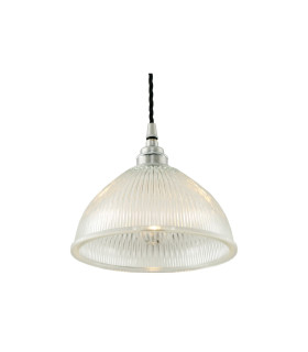 Boston Industrial Holophane Dome Pendant Polished Chrome