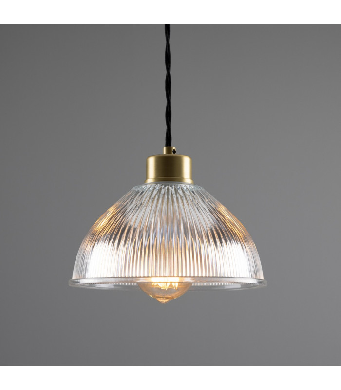 Boston Industrial Holophane Dome Pendant Satin Brass-1