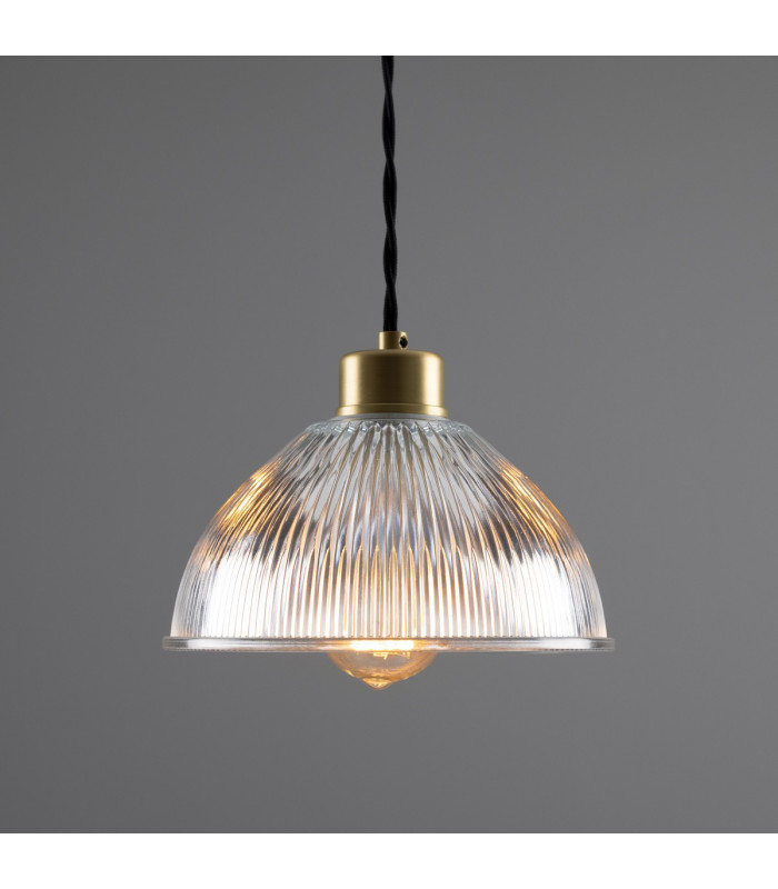 Boston Industrial Holophane Dome Pendant Satin Brass-2