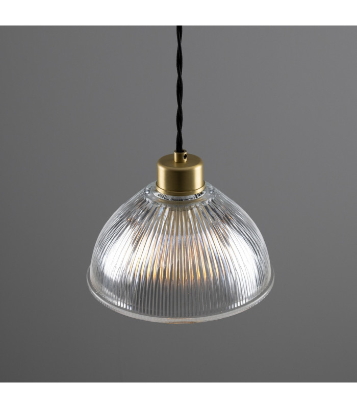 Boston Industrial Holophane Dome Pendant Satin Brass-4