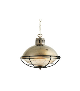 Marlow Cage Dome Pendant Antique Silver Black Cage