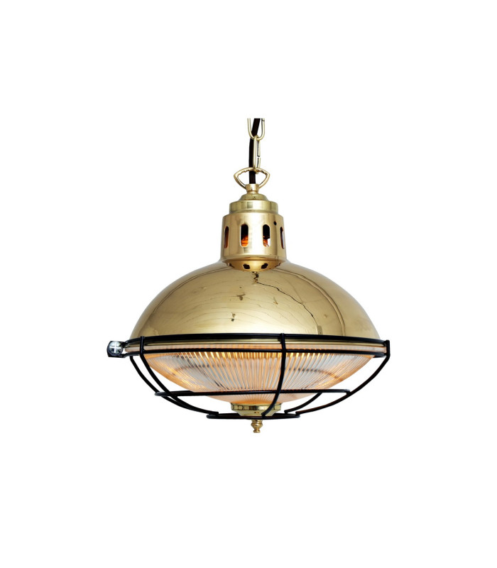 Marlow Cage Dome Pendant Polished Brass Black Cage-2