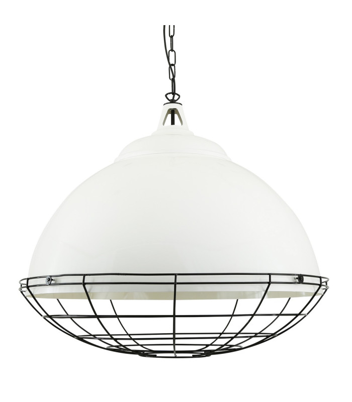 Brussels Dome Pendant White Black Cage