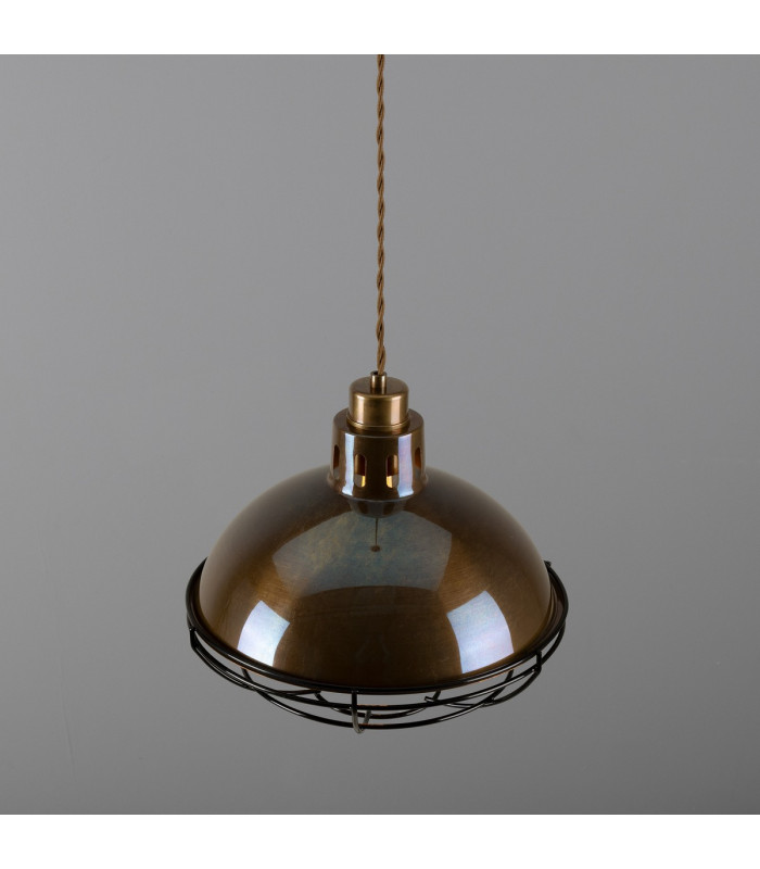 Chester Cage Dome Pendant Antique Brass Black Cage-3