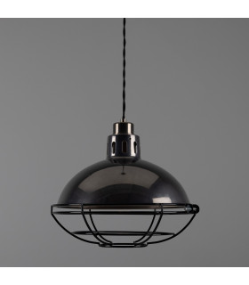 Chester Cage Dome Pendant Antique Silver Black Cage-1