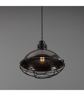 Chester Cage Dome Pendant Antique Silver Black Cage-2
