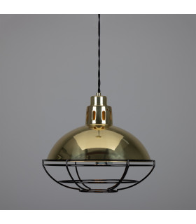 Chester Cage Dome Pendant Polished Brass Black Cage-1