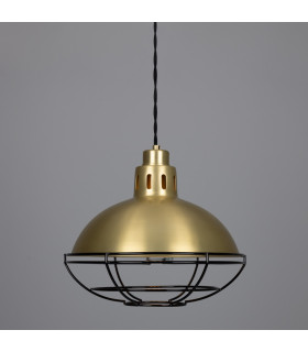 Chester Cage Dome Pendant Satin Brass Black Cage-1