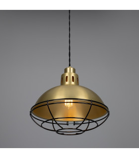 Chester Cage Dome Pendant Satin Brass Black Cage-2