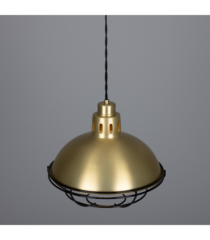 Chester Cage Dome Pendant Satin Brass Black Cage-3