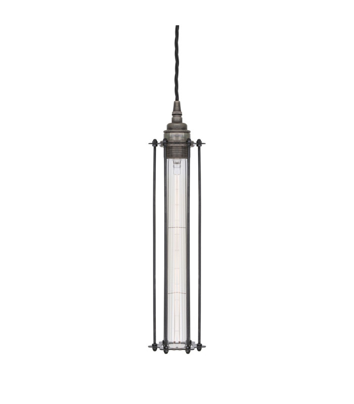 Beirut Pendant Antique Silver Black Cage