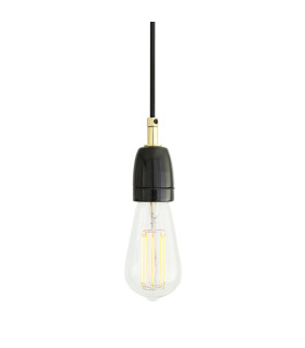 Caltra Pendant Light Black & Polished Brass