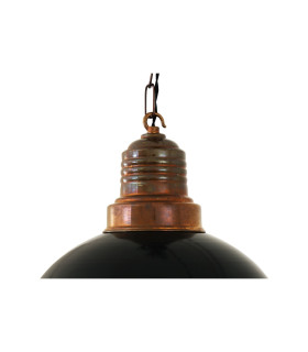 Ypres Factory Dome Pendant Antique Brass Black Shade-2