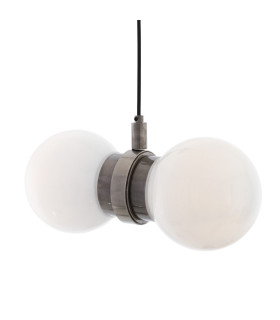 Eske Double Globe Pendant Antique Silver Opal Glass-1