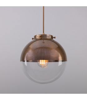 Florence Globe Pendant Light Antique Brass Clear Glass-1