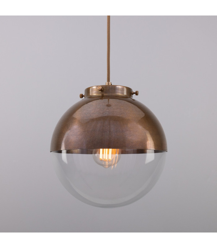 Florence Globe Pendant Light Antique Brass Clear Glass-1