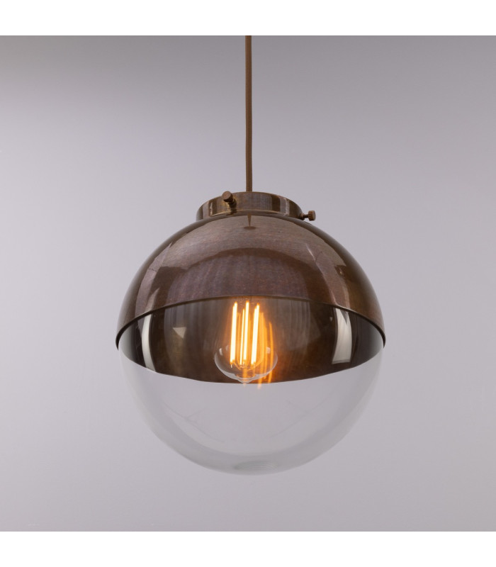 Florence Globe Pendant Light Antique Brass Clear Glass-3